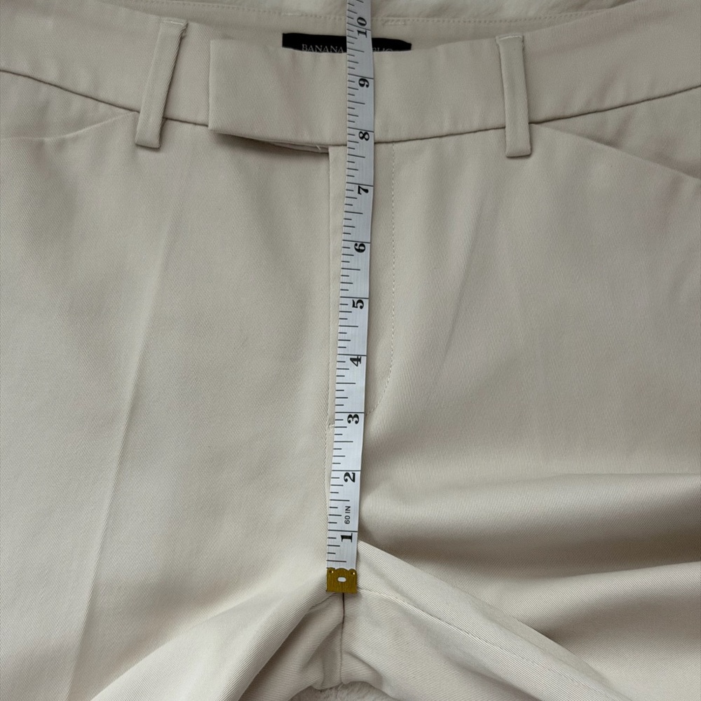 Elegant Banana Republic Factory Cream Wide Leg Mid-Rise Cotton Pants-2(S) - Picture 10 of 11